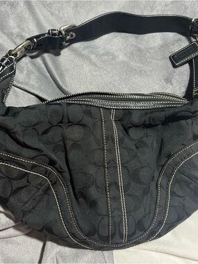 Coach Black Signature Canvas Shoulder Bag